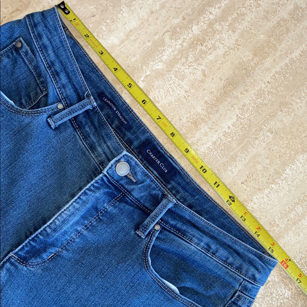 CHARTER CLUB Jeans Lexington Straight Leg High-Rise Women's Medium Wash. 10 - Picture 15 of 17